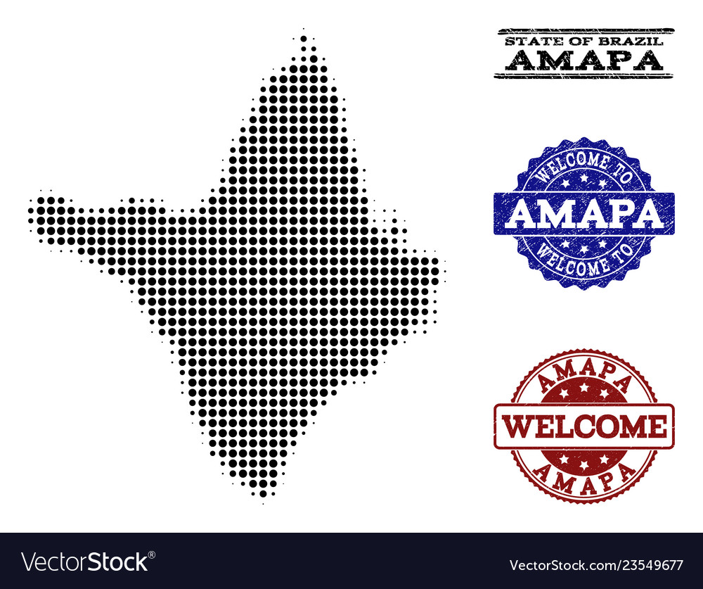 Welcome composition of halftone map of amapa state