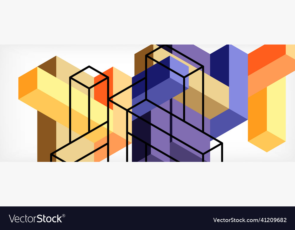 Abstract background 3d cubes cubic elements vector image Abstract background 3d cubes cubic elements