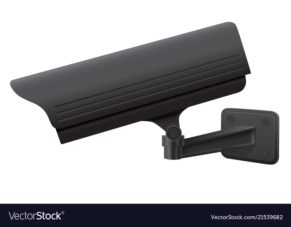 Cctv security camera side view black Royalty Free Vector