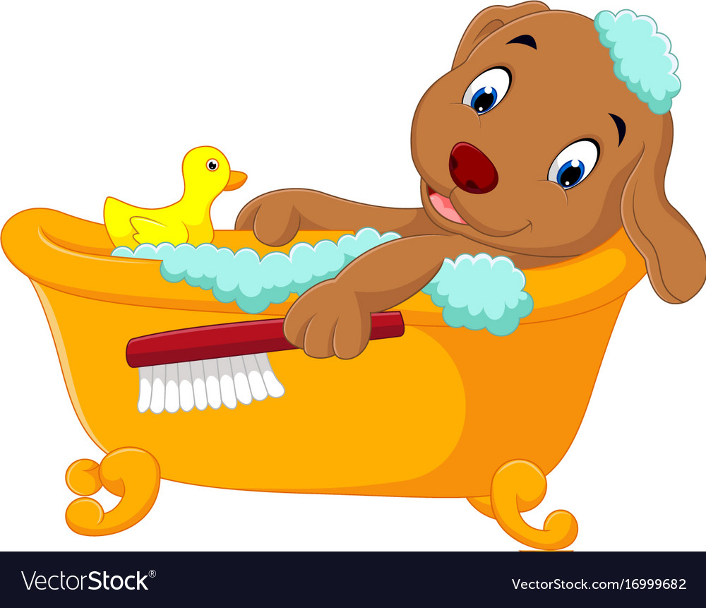 Cute dog bathing time Royalty Free Vector Image