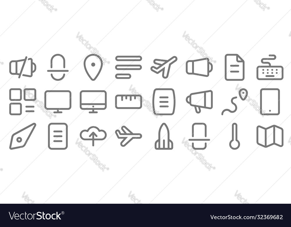 Device line icons linear set quality vector image Device line icons linear set quality