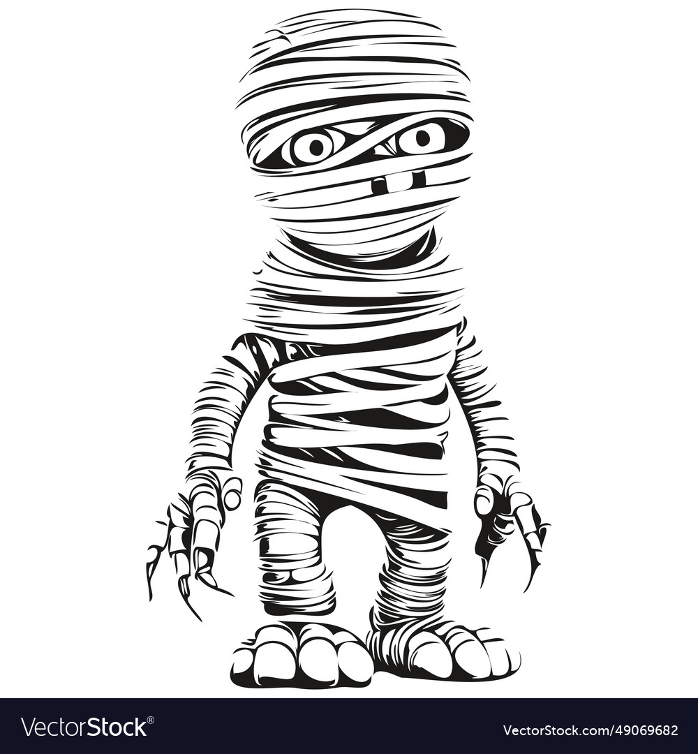 Eerie black and white mummy portrait Royalty Free Vector