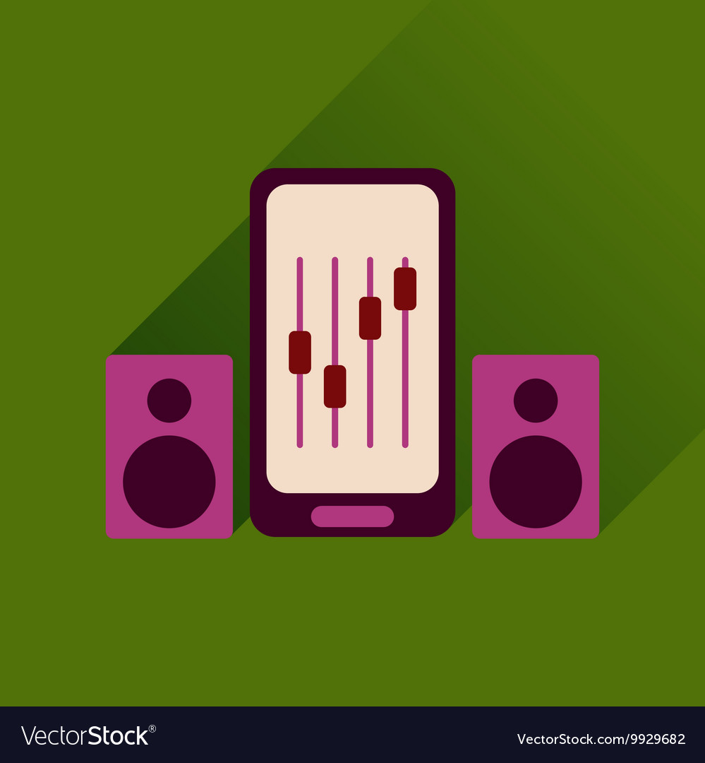 Flat web icon with long shadow mobile volume