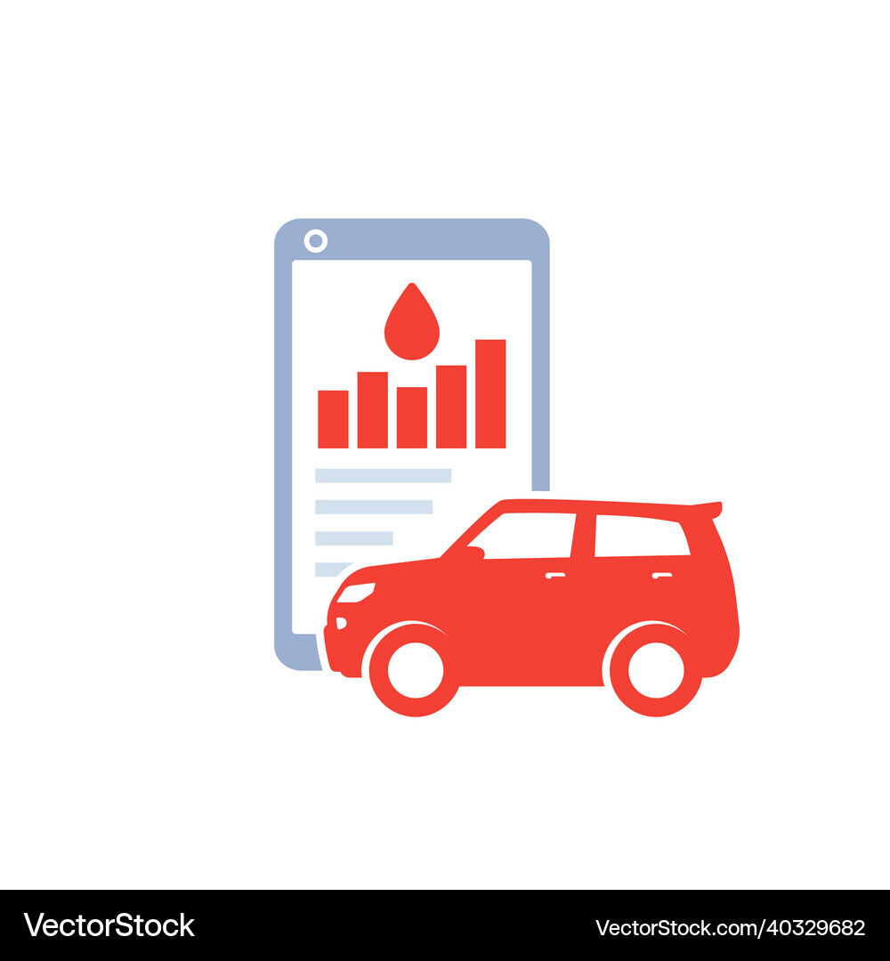Fuel consumption in app icon with suv Royalty Free Vector