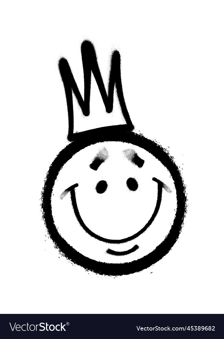 Graffiti Emoticon mit Krone Lächeln Gesicht lackiert vector image Graffiti Emoticon mit Krone Lächeln Gesicht lackiert