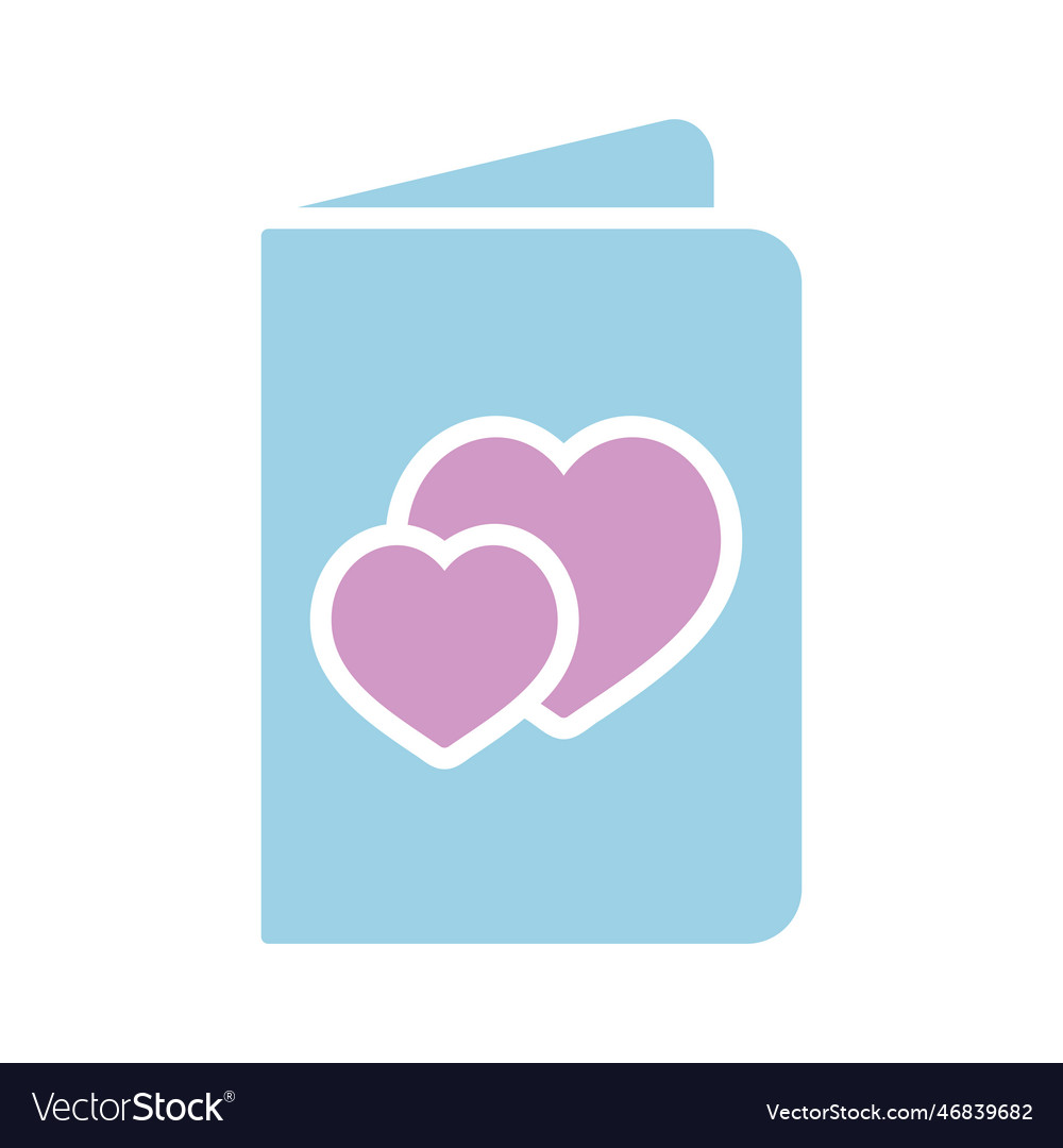 Greeting card with hearts glyph icon valentine