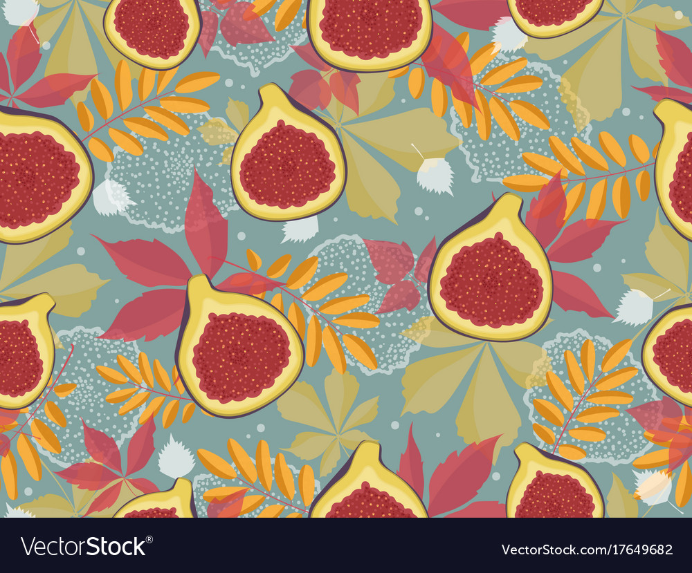 Horizontal seamless pattern with figs and autumn