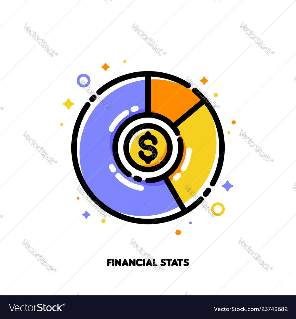 Ikone von Mehrfarben-Pie-Chart mit goldenem Dollar