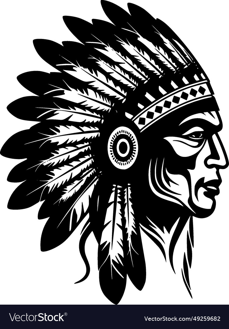 Indian chief - black and white isolated icon Vector Image