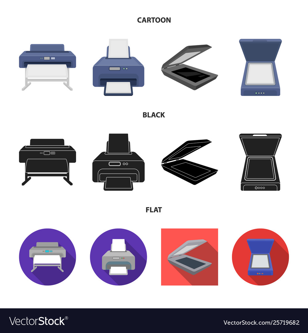 Isolated object printer and plotter icon set