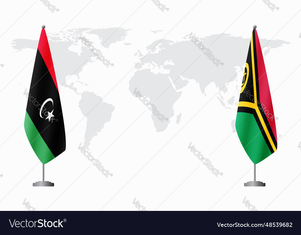 Libya and vanuatu flags for official meeting