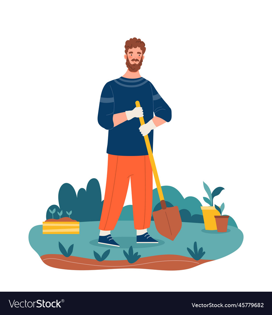 Man planting vegetables Royalty Free Vector Image