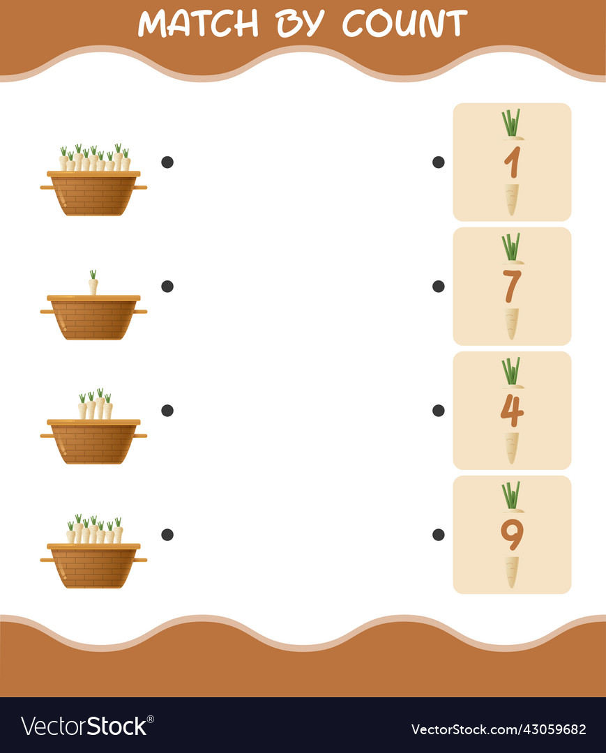 Match by count of cartoon parsnip Vector Image Match by count of cartoon parsnip