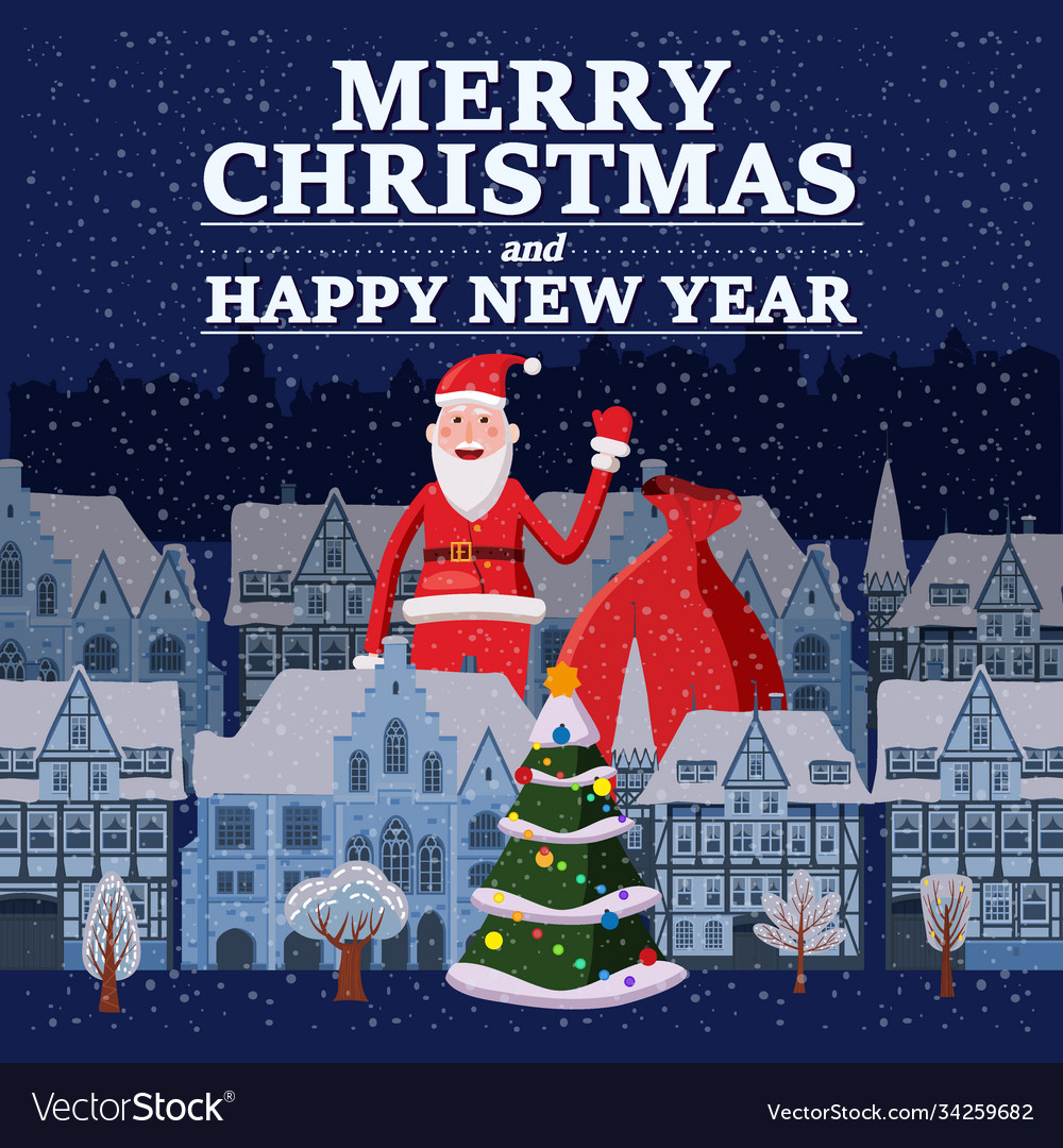 Merry christmas and happy new year holiday santa