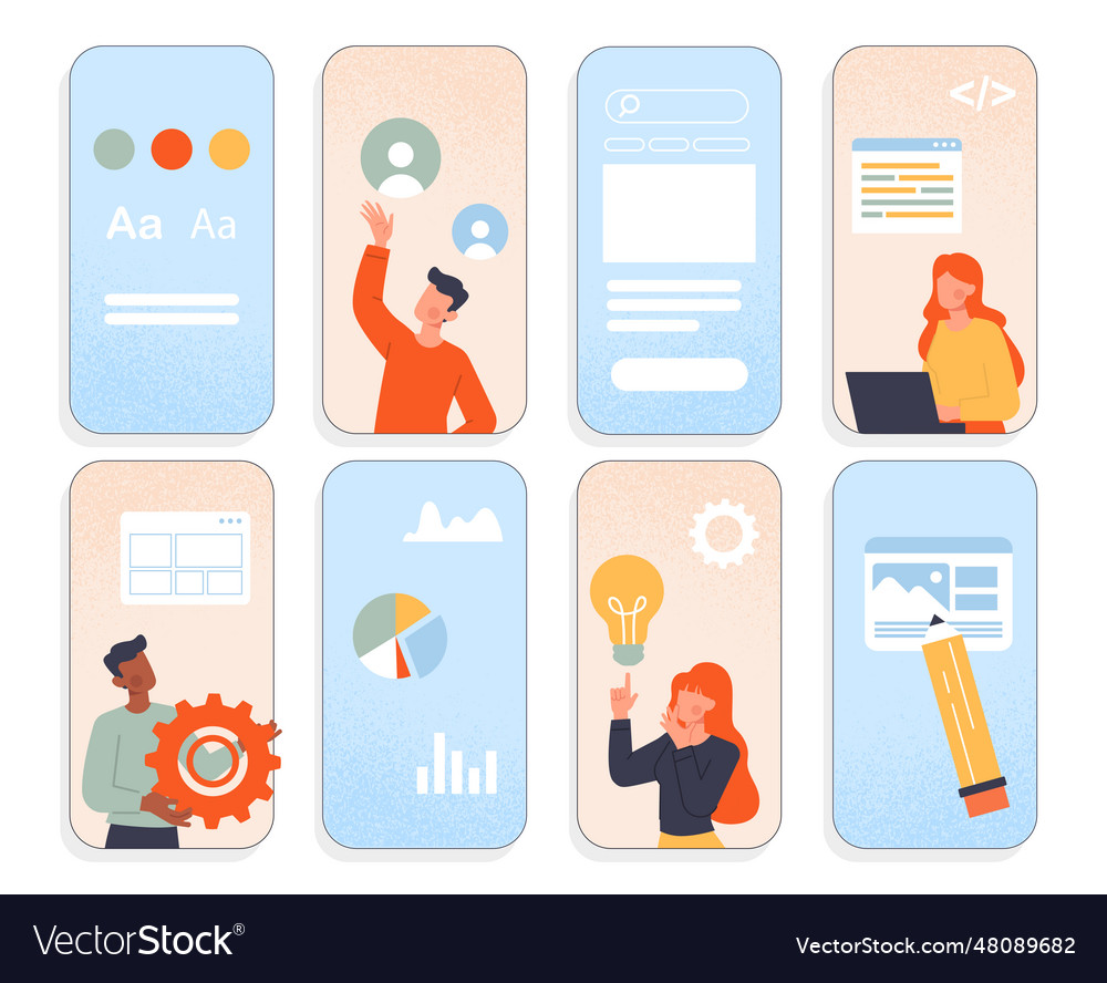 Mobile app development set vector image Mobile app development set
