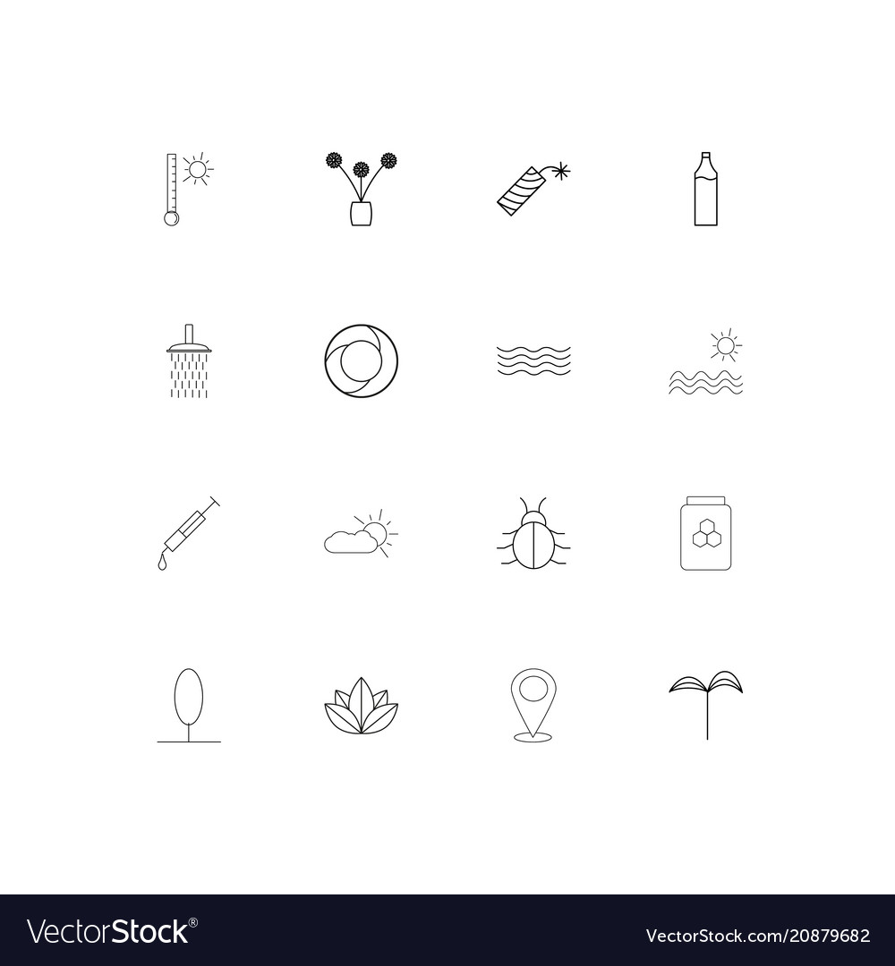 Nature linear thin icons set outlined simple