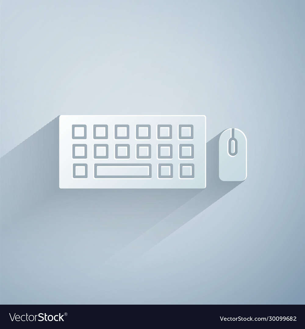 Paper cut computer keyboard and mouse icon