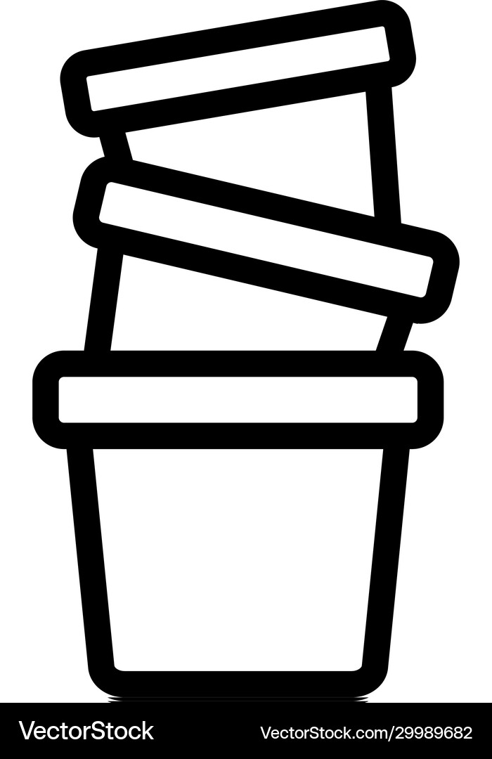 Pots in garden icon isolated contour Royalty Free Vector