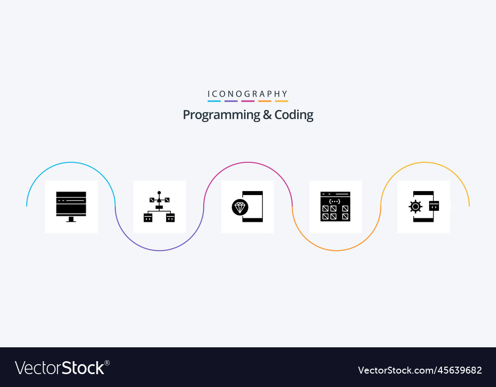 Programming and coding glyph 5 icon pack