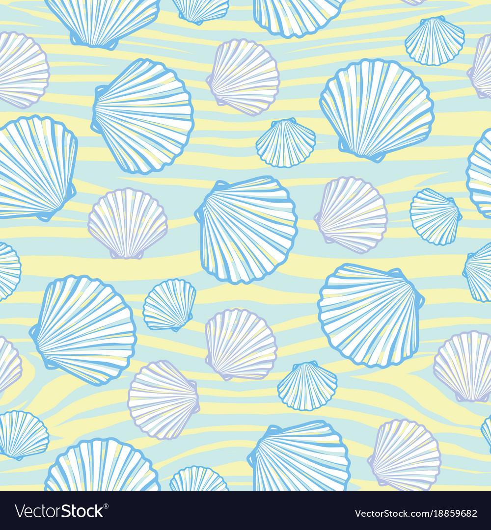 Seamless pattern with hand drawn scallop shells Vector Image