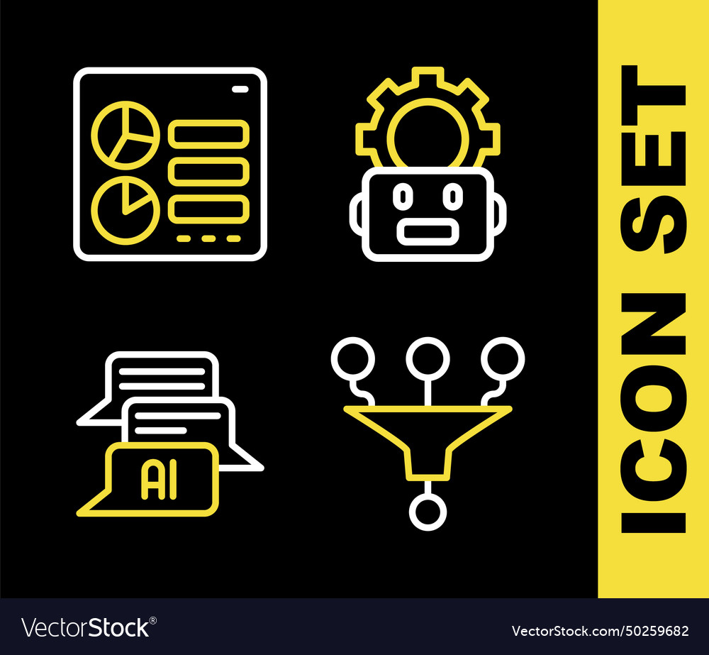 Set line robot setting funnel or filter chat vector image Set line robot setting funnel or filter chat