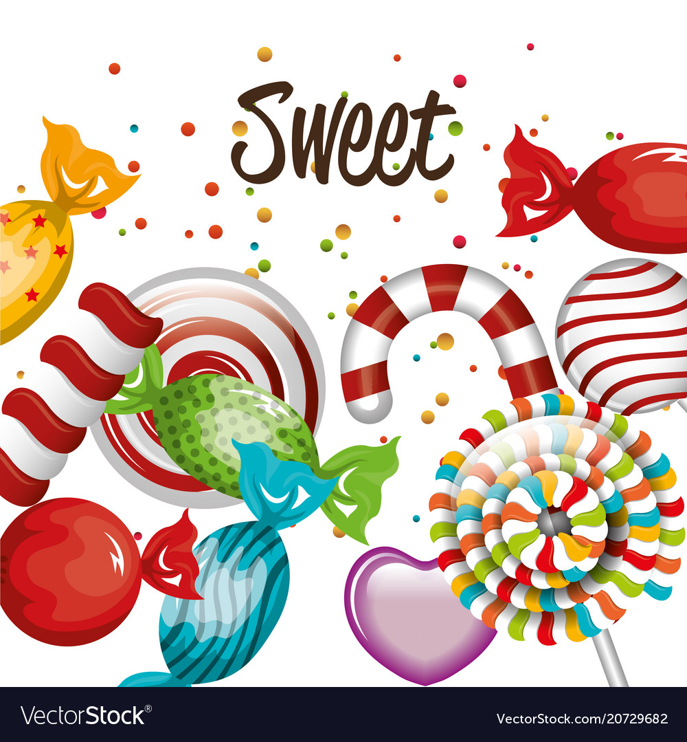 Sweet candies lollipop cane traditional design