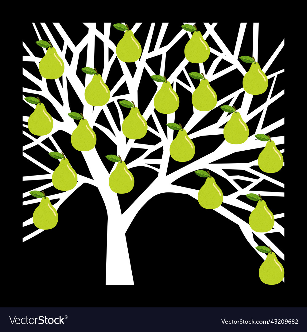 Tree pear icon on black background