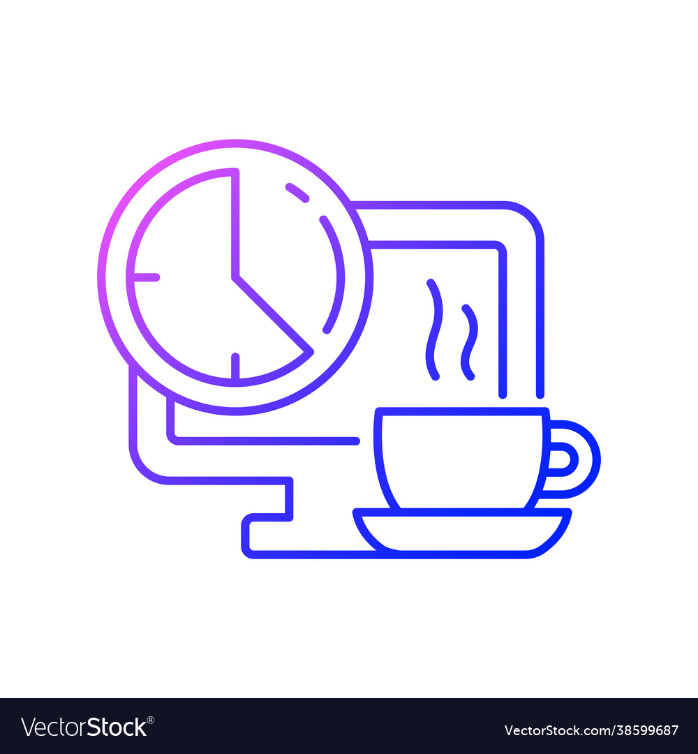 Breaks in work graphic gradient linear icon vector image Breaks in work graphic gradient linear icon