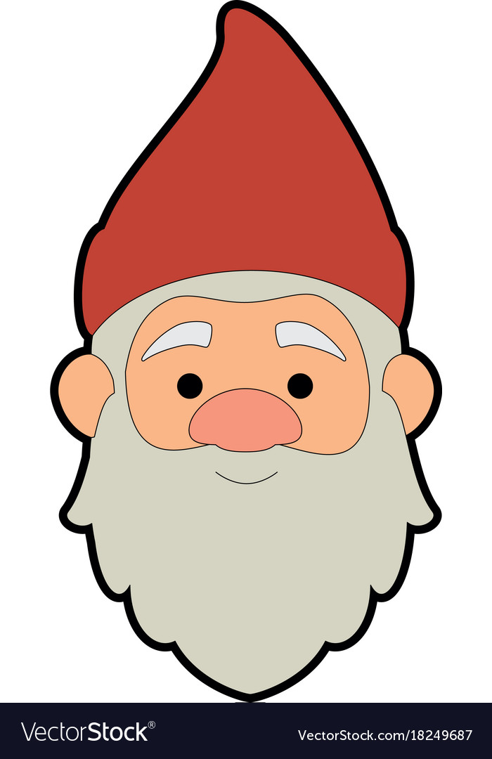 Cute gnome head character Royalty Free Vector Image