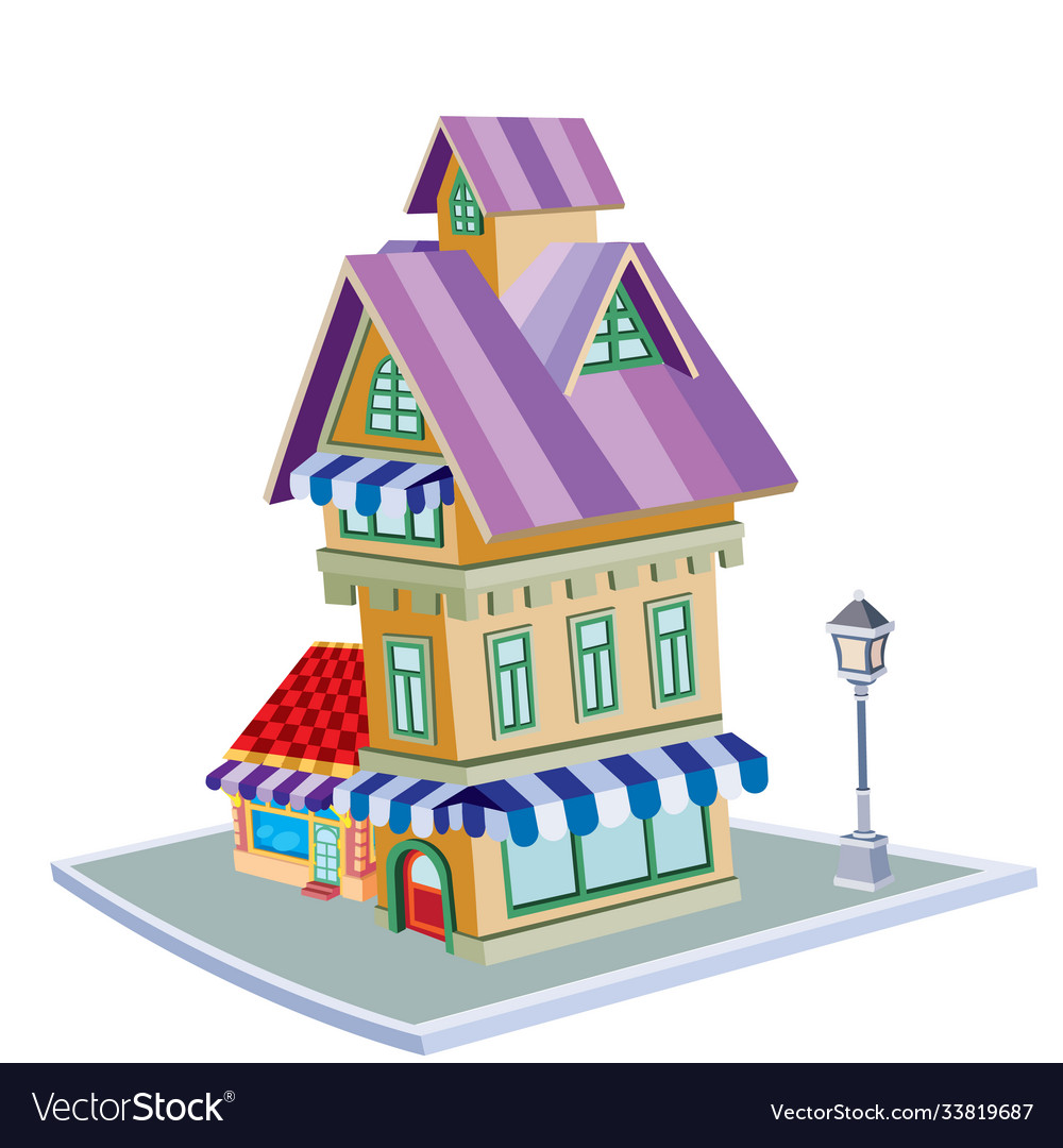 Cute two storey house with attic and lantern