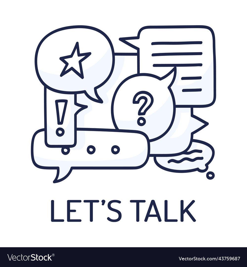 Dialog speech bubbles with icons and text lets Vector Image Dialog speech bubbles with icons and text lets