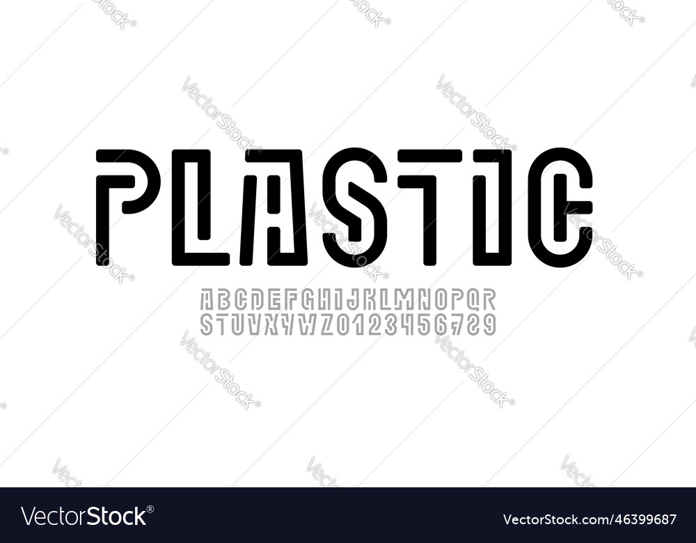 Digital font technology alphabet from segment line
