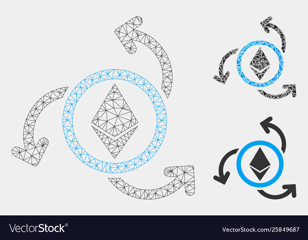 Ethereum source swirl mesh network model vector image Ethereum source swirl mesh network model