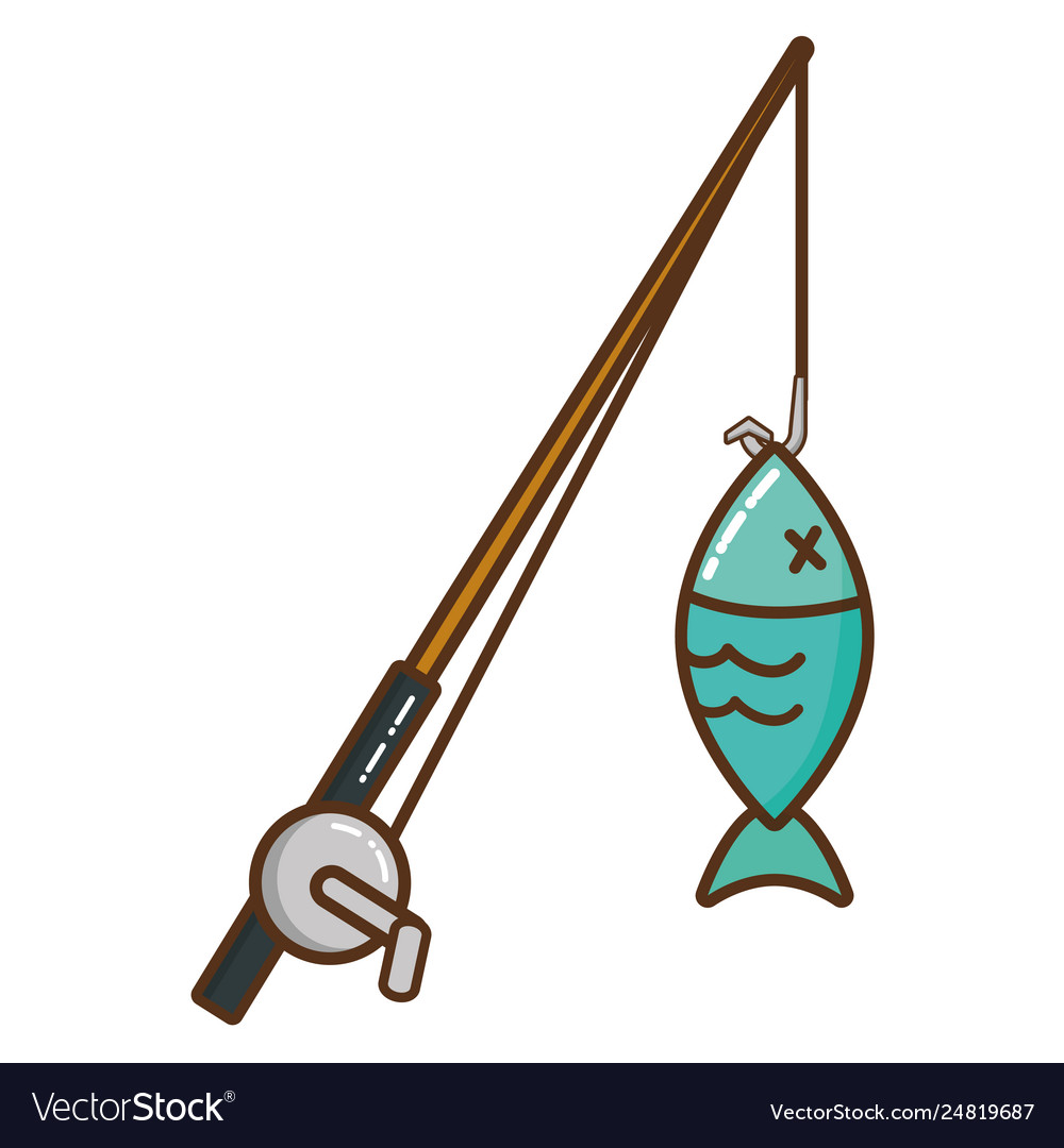 Fishing rod isolated icon Royalty Free Vector Image