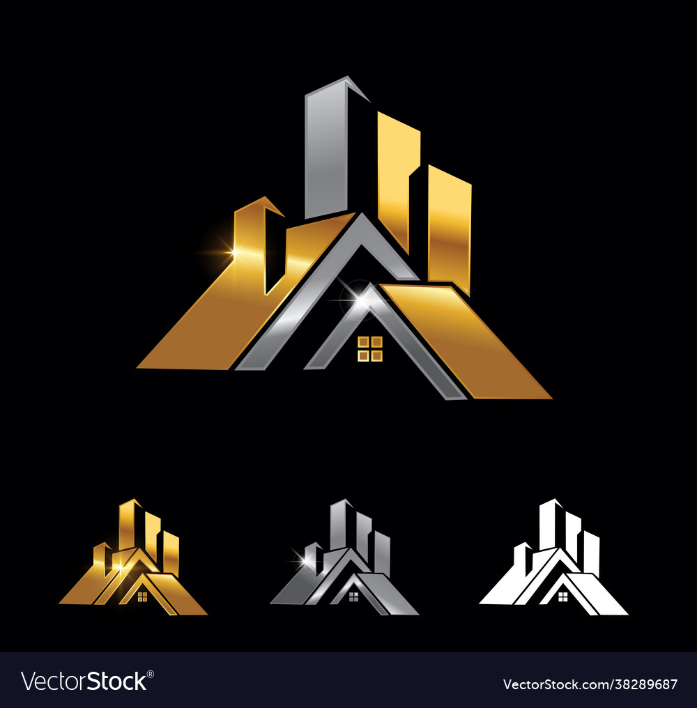 Golden and silver property logo