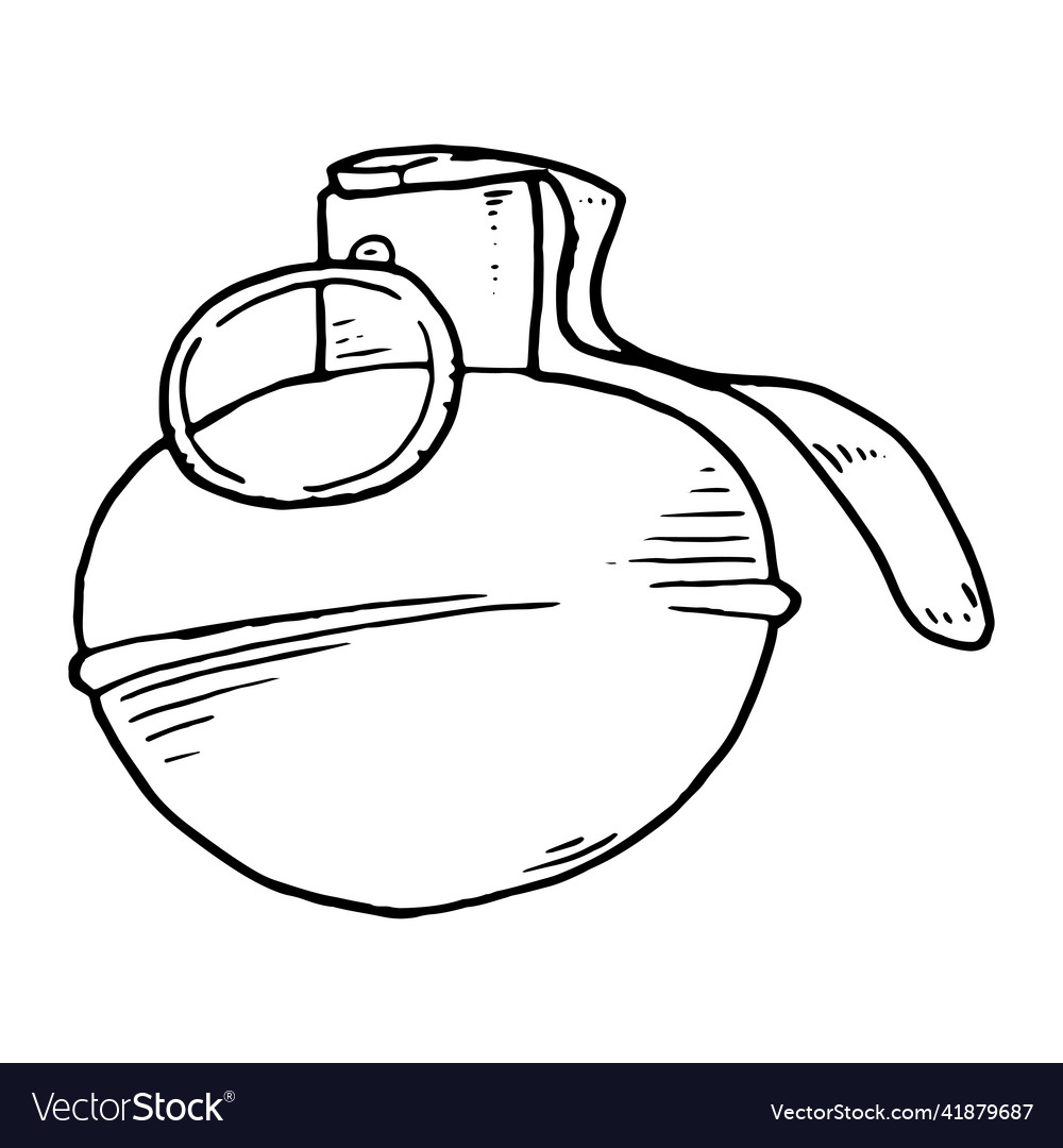 Hand grenade sketch drawing of a grenade Vector Image