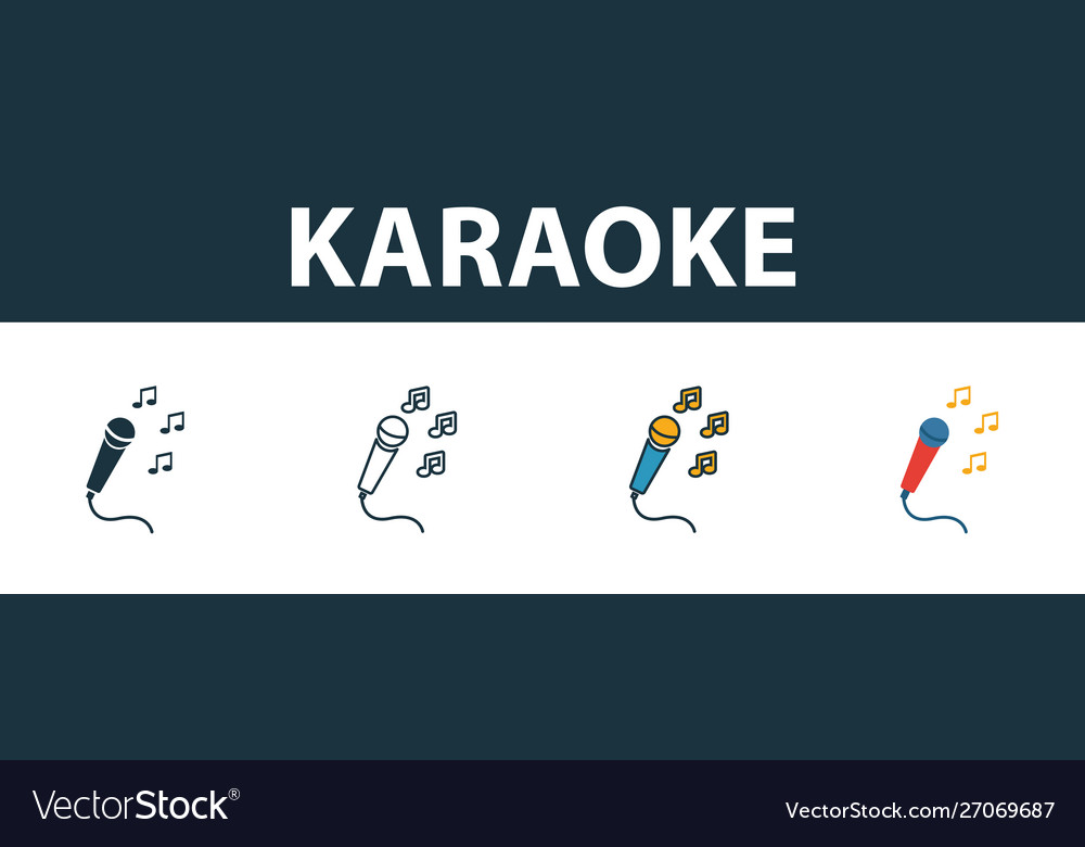 Karaoke icon set four elements in different styles vector image Karaoke icon set four elements in different styles
