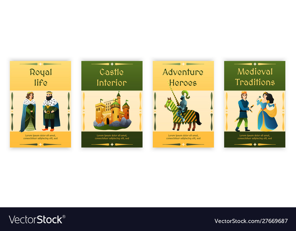 Medieval posters set Royalty Free Vector Image