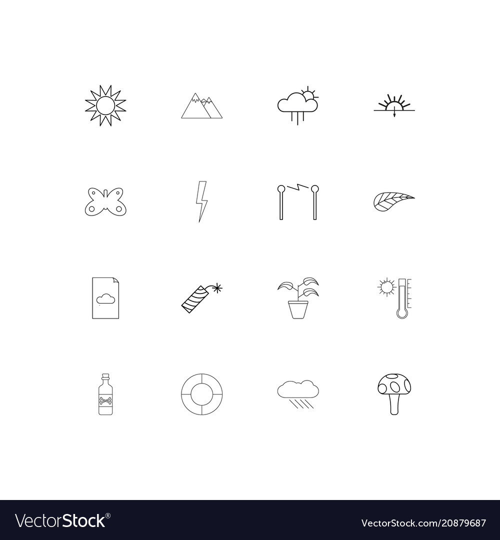 Nature linear thin icons set outlined simple