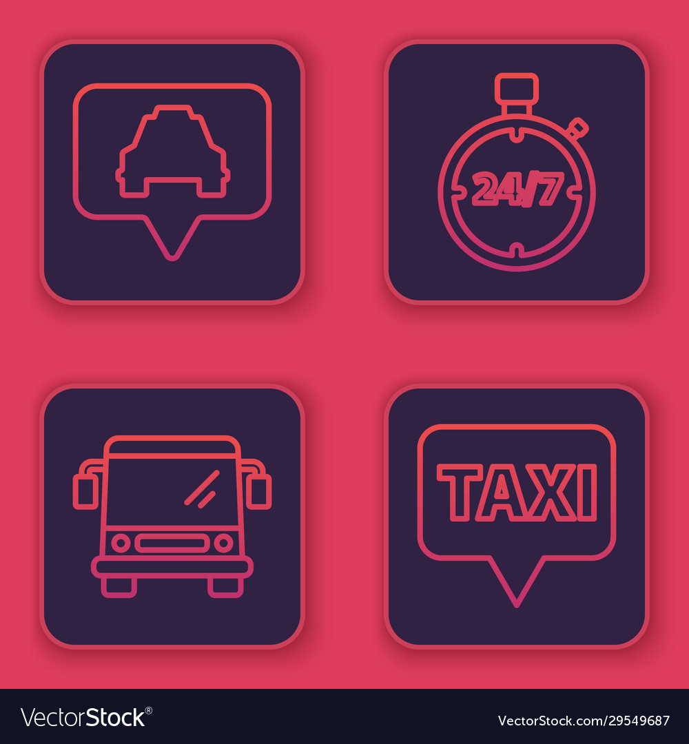 Set line map pointer with taxi bus stopwatch 24 vector image Set line map pointer with taxi bus stopwatch 24