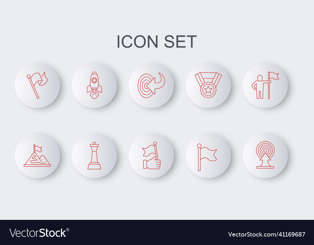 Set line target with arrow mountains flag vector image Set line target with arrow mountains flag