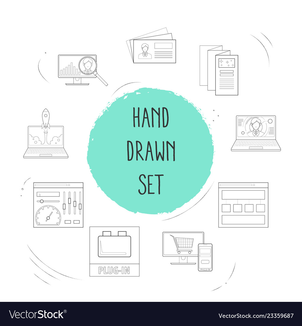Set web design icons line style symbols vector image Set web design icons line style symbols