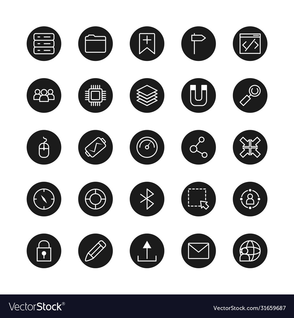 Share symbol and user interface icon set block vector image Share symbol and user interface icon set block
