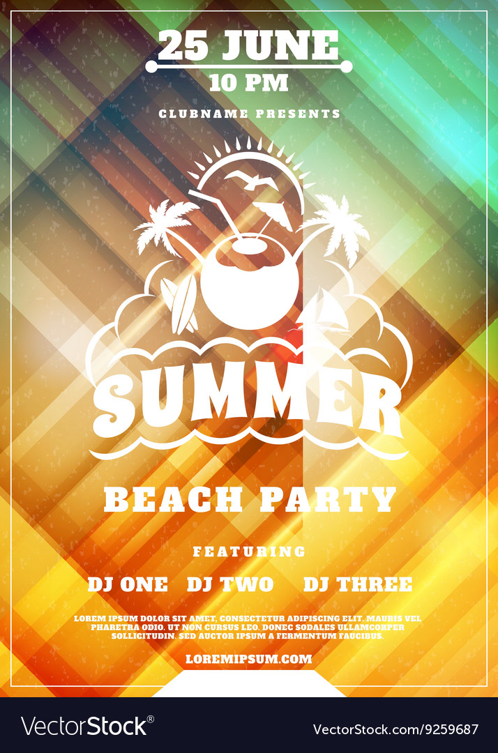 Sommer Strand Party Flyer oder Poster Nacht