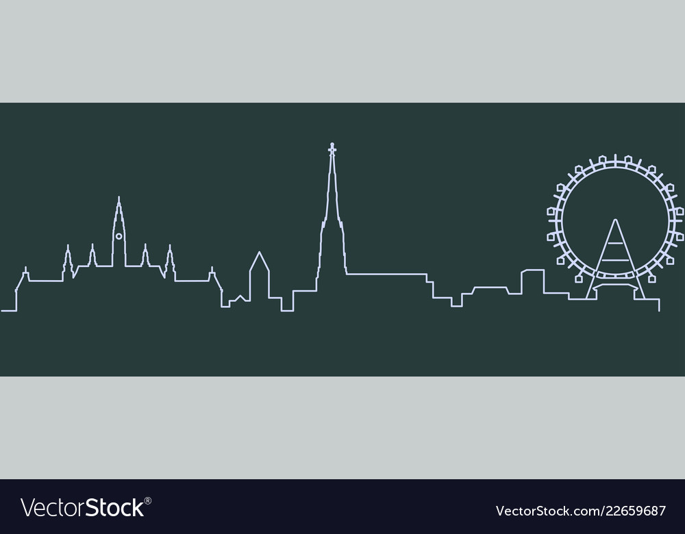 Vienna single line skyline Royalty Free Vector Image