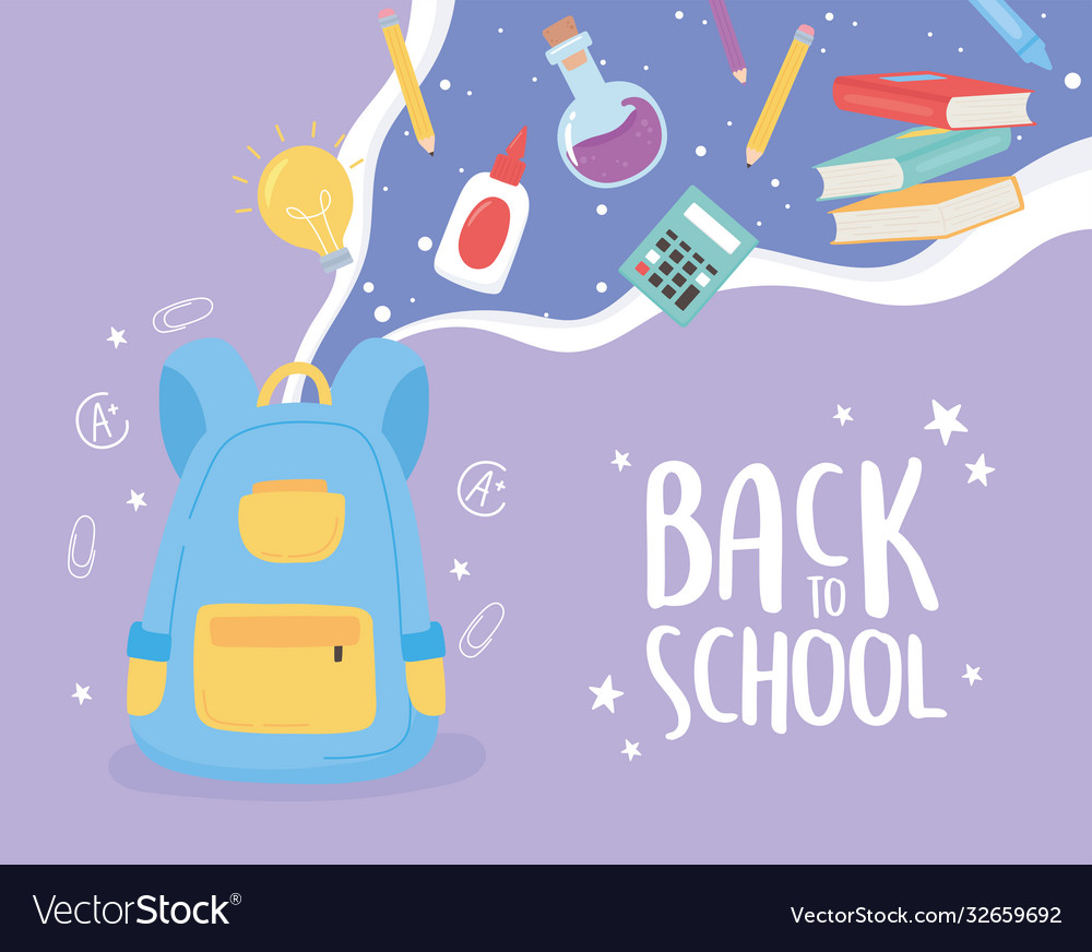 Back to school backpack glue test tube laboratory