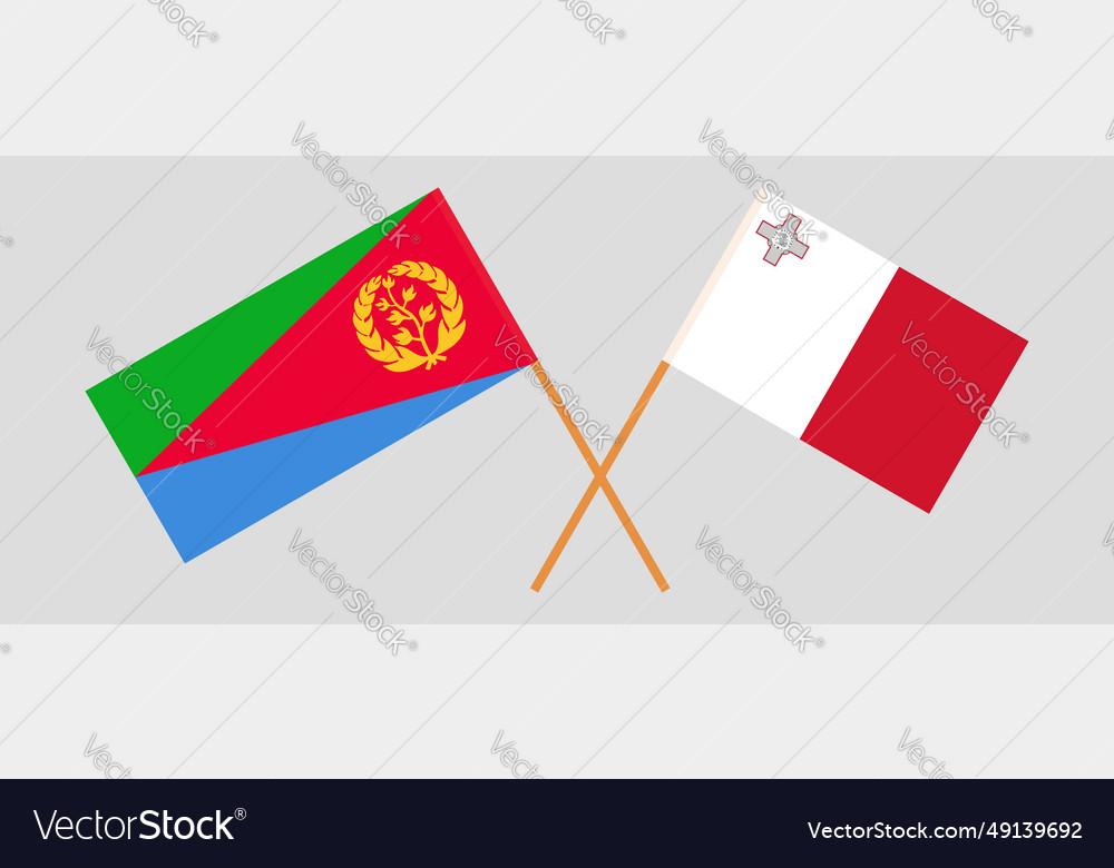Crossed flags of malta and eritrea official vector image Crossed flags of malta and eritrea official