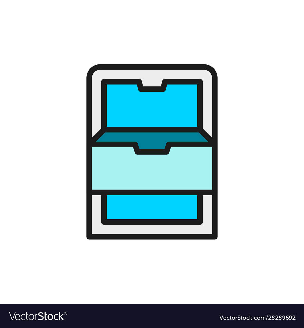 Freezer With Drawers Fridge Flat Color Royalty Free Vector