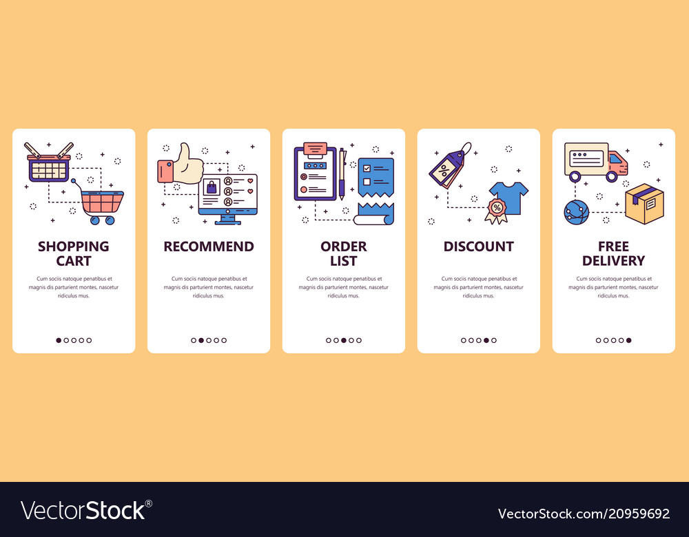 Line art web and mobile app template set