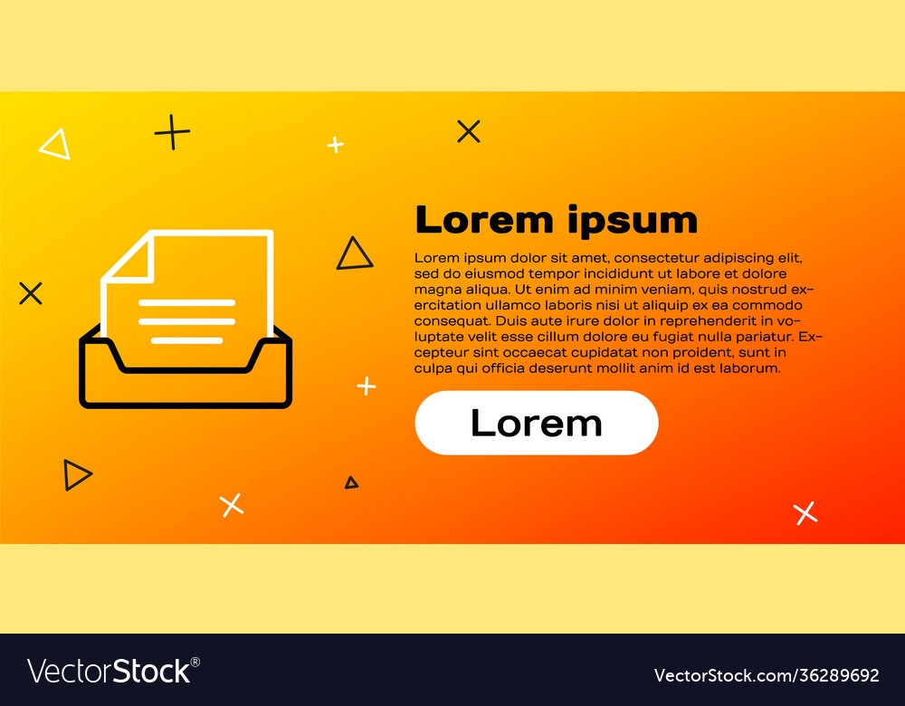 Line drawer with document icon isolated on yellow vector image Line drawer with document icon isolated on yellow